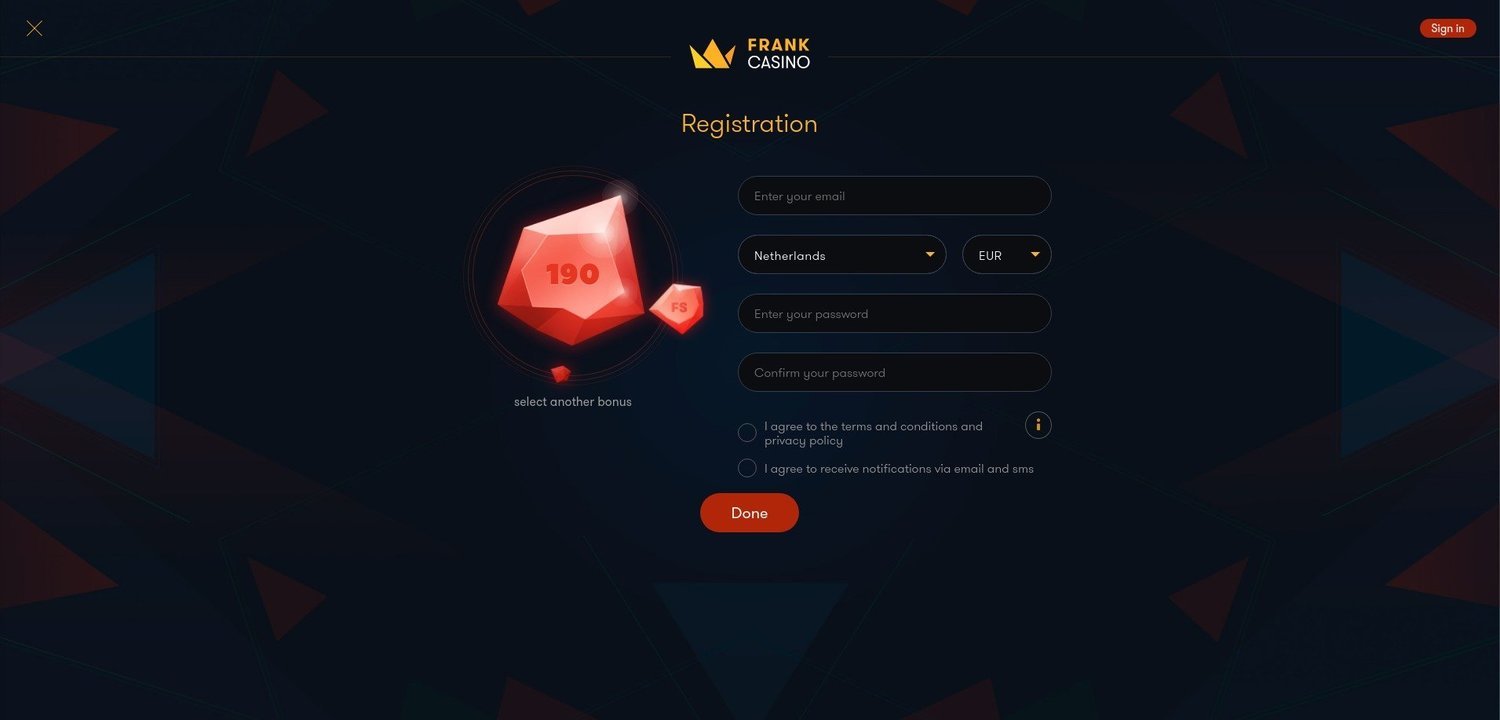 sign up casino